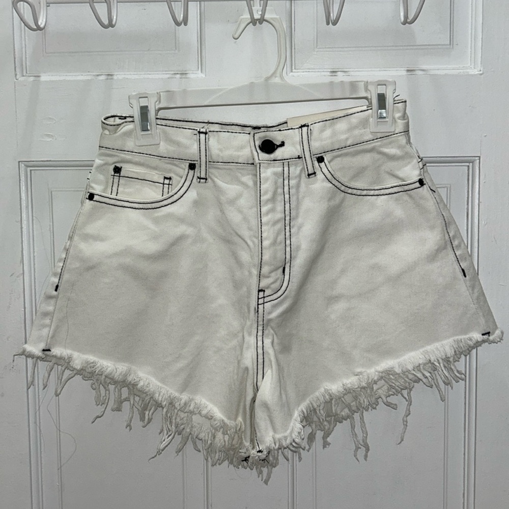 BDG White Denim Pitched A-Line Shorts size 27